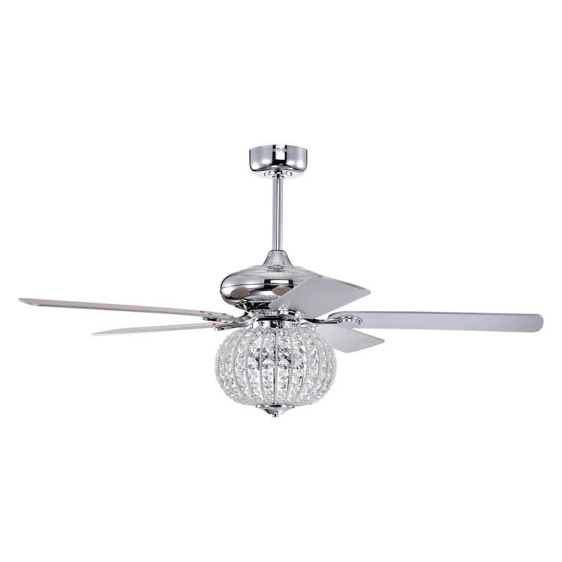 Gahila 52 Inch Chrome Finish Crystal Ceiling Fan with Remote - N/A
