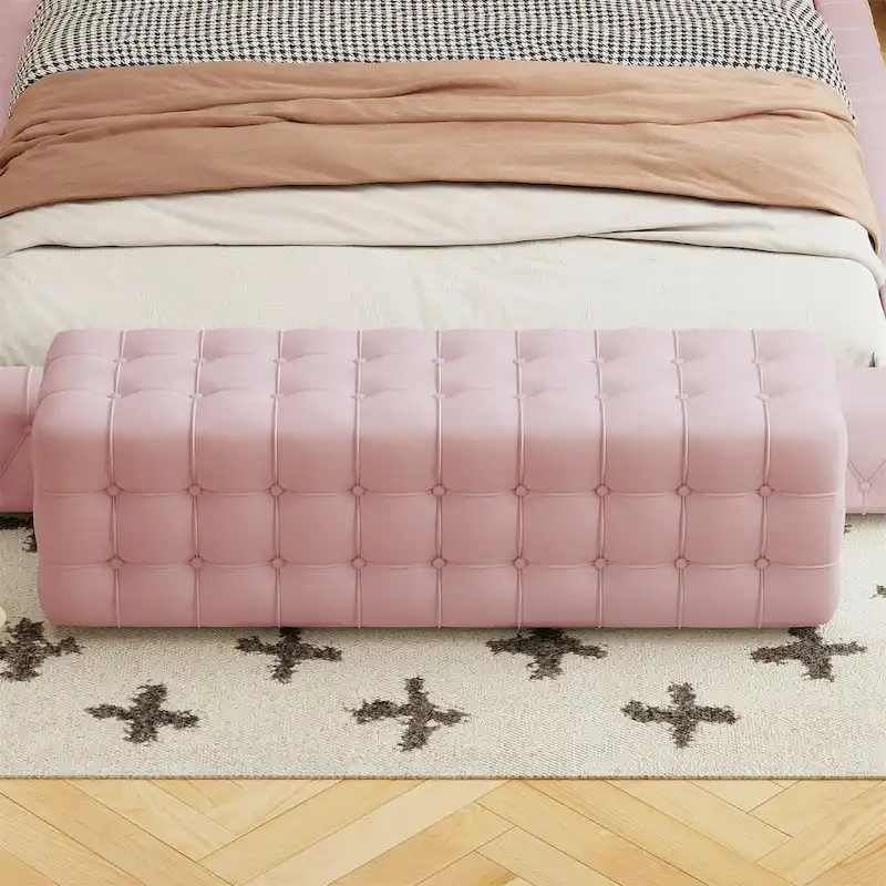 All Covered Velvet Upholstered Ottoman