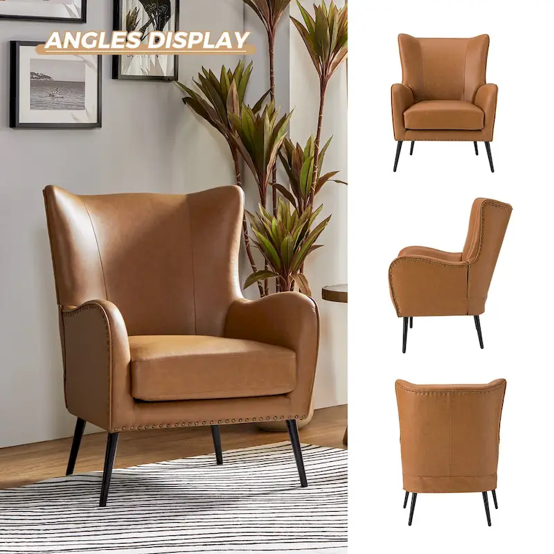 Invidiae Wooden Upholstered Armchair with Metal Legs