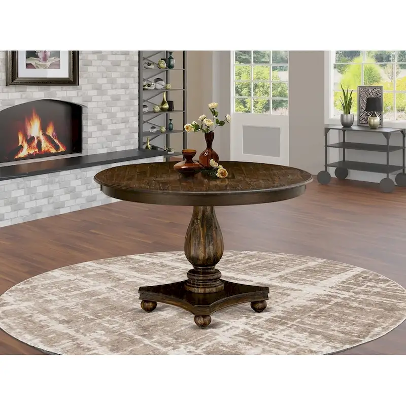 Modern Dining Table - a Round Kitchen Table Top with Pedestal Base, 48x48 Inch