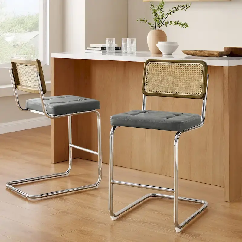 Art Leon Rustic Upholstered Counter Height Bar Stools (Set of 2)