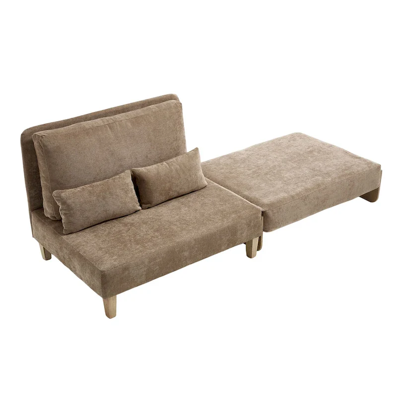 Chenille Upholstered 3-in-1 Convertible Sleeper Foldable Sofa Bed Recliner Chair with 3 Pillows