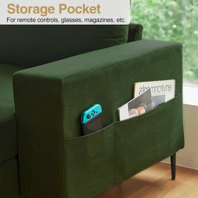 HOOOWOOO L-Shaped Upholstered Sofa Couch with Metal Legs