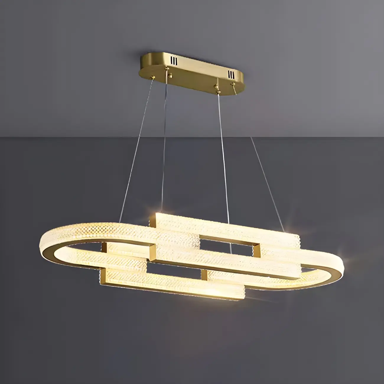 Artistic Modern Gold Oval Pendant Light for Kitchen