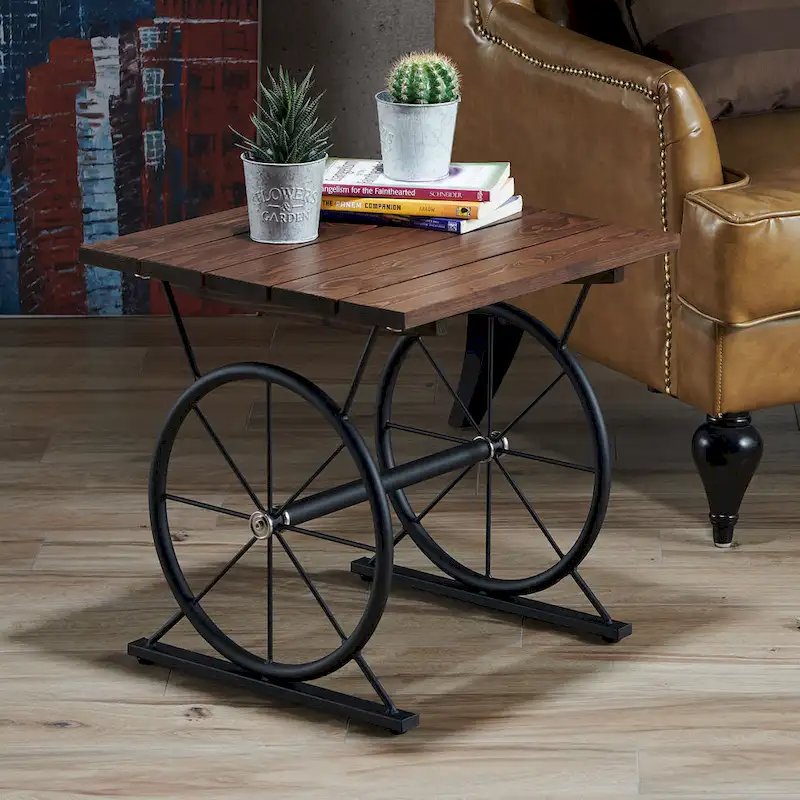 Dietrich Industrial 19-inch Metal Wheel Side Table by Carbon Loft