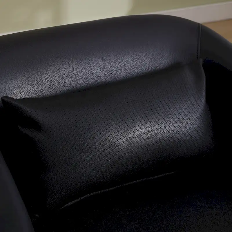 Black PU 31.5 Swivel Barrel Chair with Metal Base