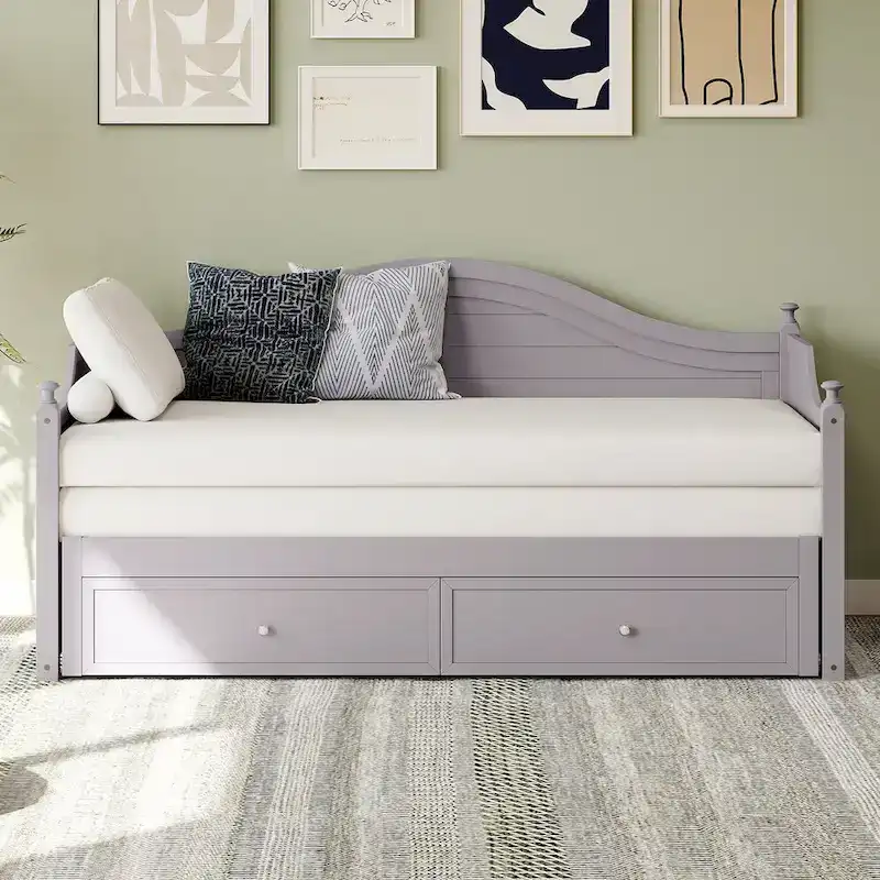 Twin Size Daybed with Extended Pop Up Trundle