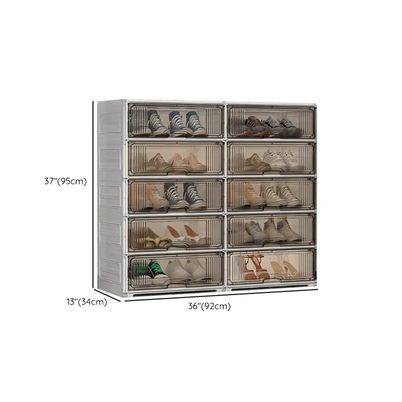 Durable Flip-up Glam Plastic Clear Shoe Boxes Stackable