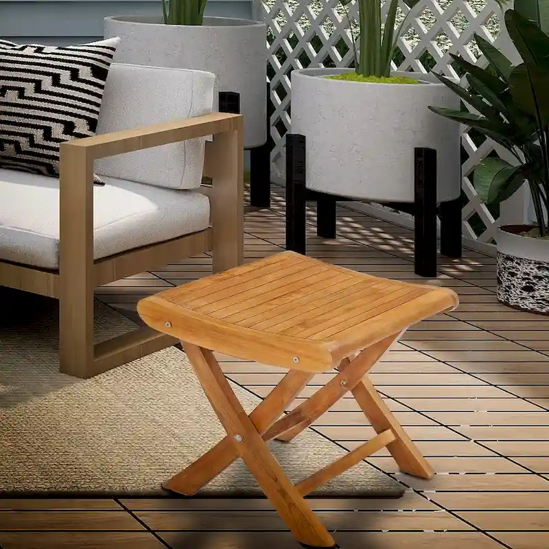 Chic Teak Italy Teak Wood Outdoor Footstool / Side Table, made from A-Grade Teak Wood
