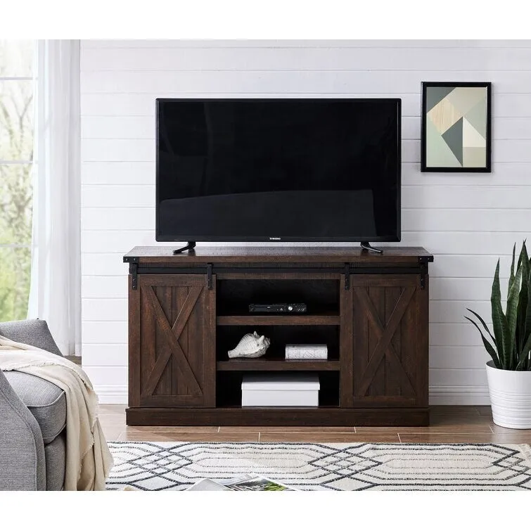 Wood Media Console TV Stand Entertainment Center