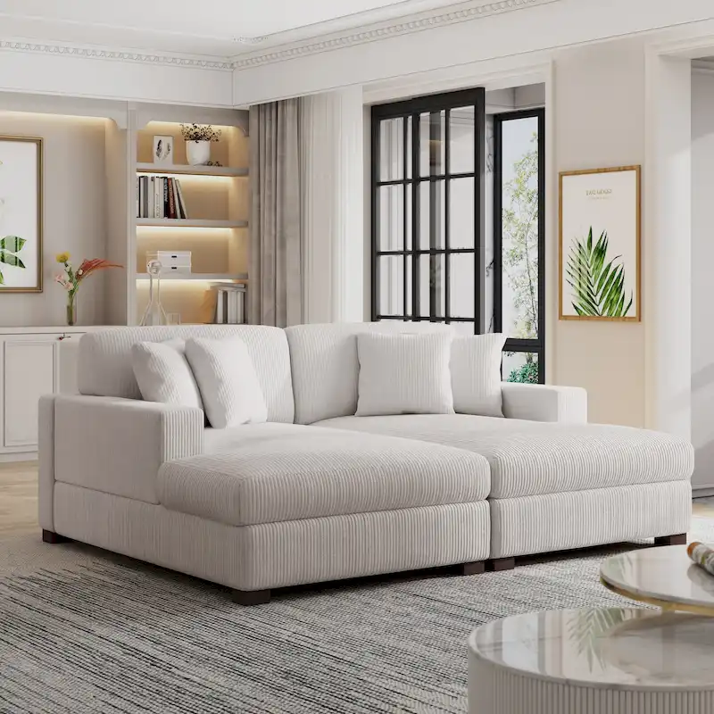 Oversized L-Shape Modular Sectional Sofa Set Upholstered Sofa Couch