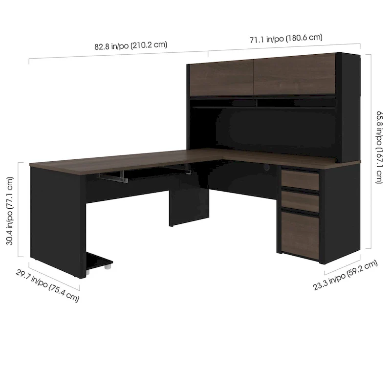 Connexion 72W L-Shaped Desk with Hutch and Pedestal