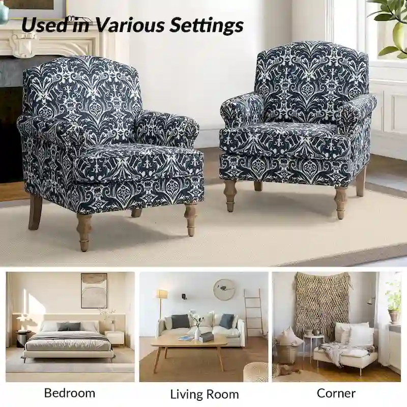 Yahweh Farmhouse Nailhead Armchair with Rolled Arms by HULALA HOME(Set of 2)