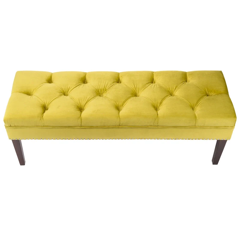 Mid Century Modern Tufted Upholstered Living Room Bench