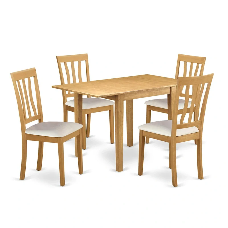 East West Furniture Dining Table Set- a Rectangle Dining Room Table and Faux Leather Chairs, Oak (Pieces Option)