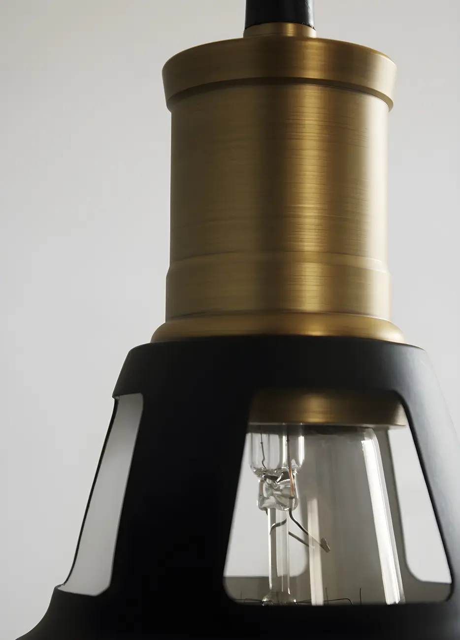 Industrial 1-Light Black Gold Iron Barn Pendant Light