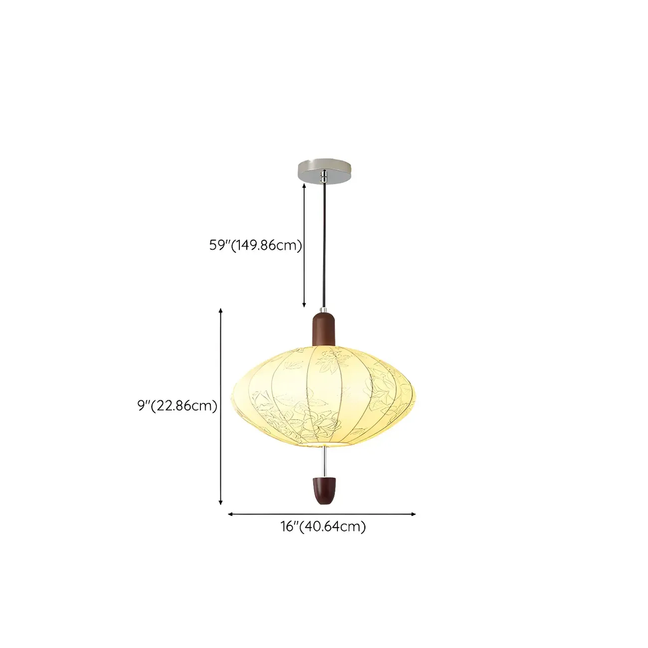 Elegant Flower Pattern Beige Fabric Geometric Chandelier