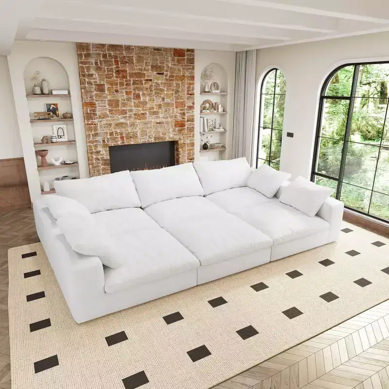 Dark Gray Modular Cloud Sofa, 6-Seat Sectional with Ottoman