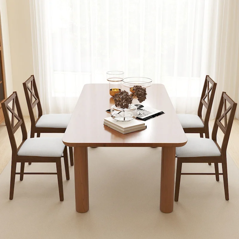 Gymax Dining Chairs Set of 4 Upholstered Kitchen Side Chairs w/ Rubber