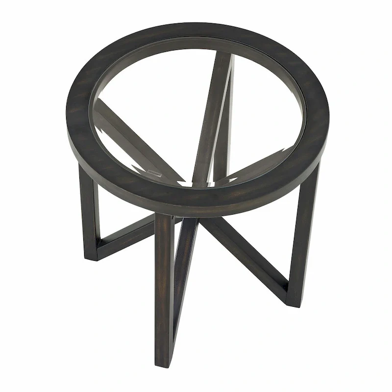 Sleek Glass Coffee Table with Solid Wood Base