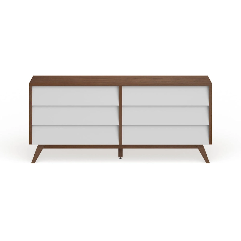 Mid-Century White and Brown Dresser by Baxton Studio