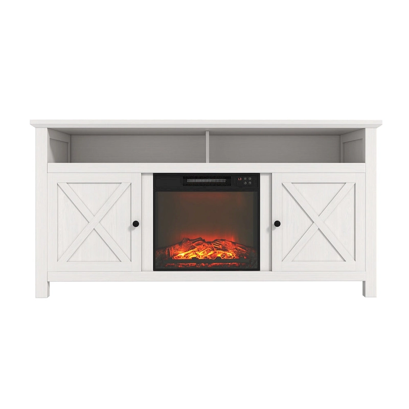 Clihome 58 Wood Fireplace TV Stand with 18 Electric Fireplace