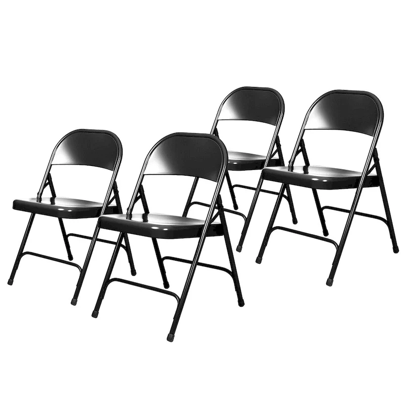 Bernadine Collection Metal Round-Backed Folding Chair, Pack of 4