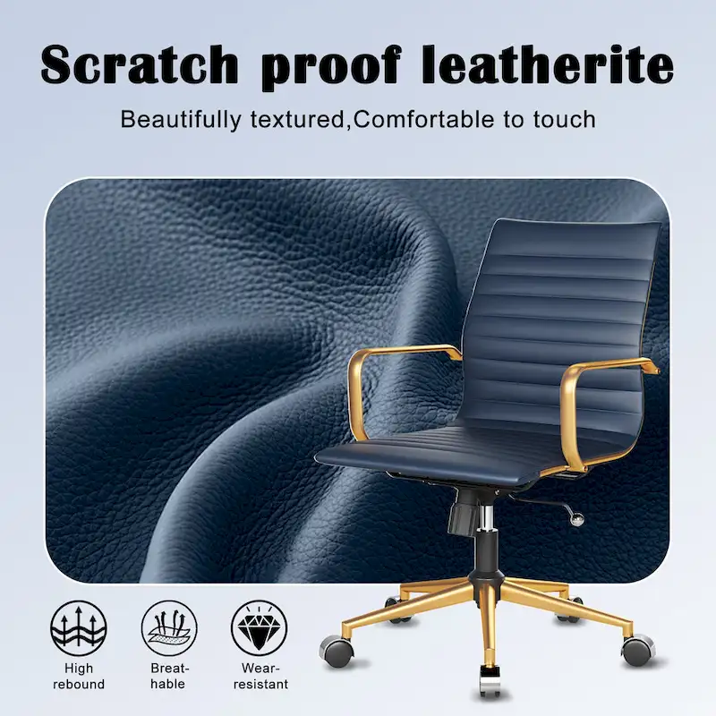 CAROCC Ribbed Computer Office Chair Swivel Lift tilt function Ergonomic Premium Leather Desk Armchair