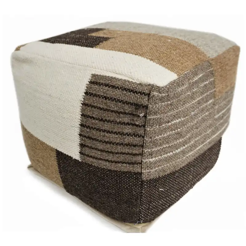Home&Manor Wool Cotton Anacani Pouf