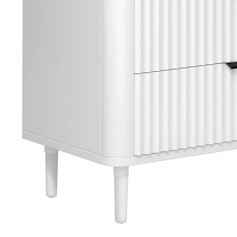 Moasis Modern Fluted 3-Drawer Dresser Chest of Drawers Natural Oak