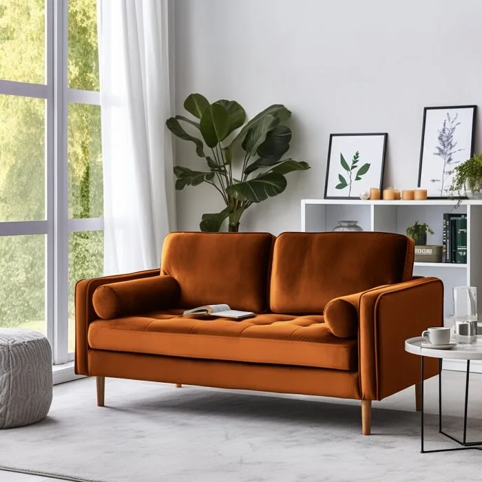 Banavos 58 Velvet Square Arm Loveseat