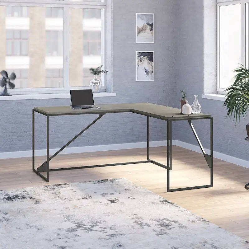 Bush Furniture Refinery 62W L Shaped Industrial Office Desk