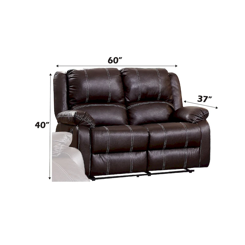 Brown Synthetic Leather Recliner Loveseat