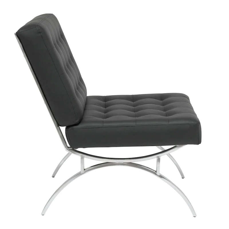 Newel Modern Blended Leather and Chrome Metal Frame Mid Century Accent Chair