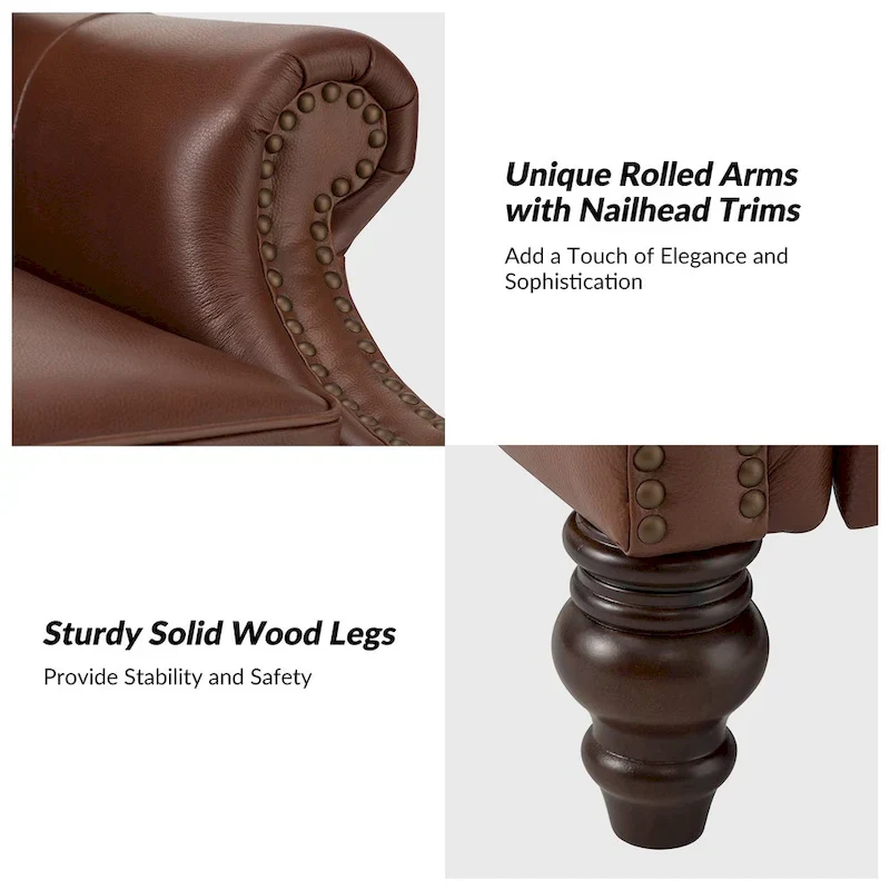 Noemon Modern Genuine Leather Recliner with Nailhead Trims Set of 2 by HULALA HOME