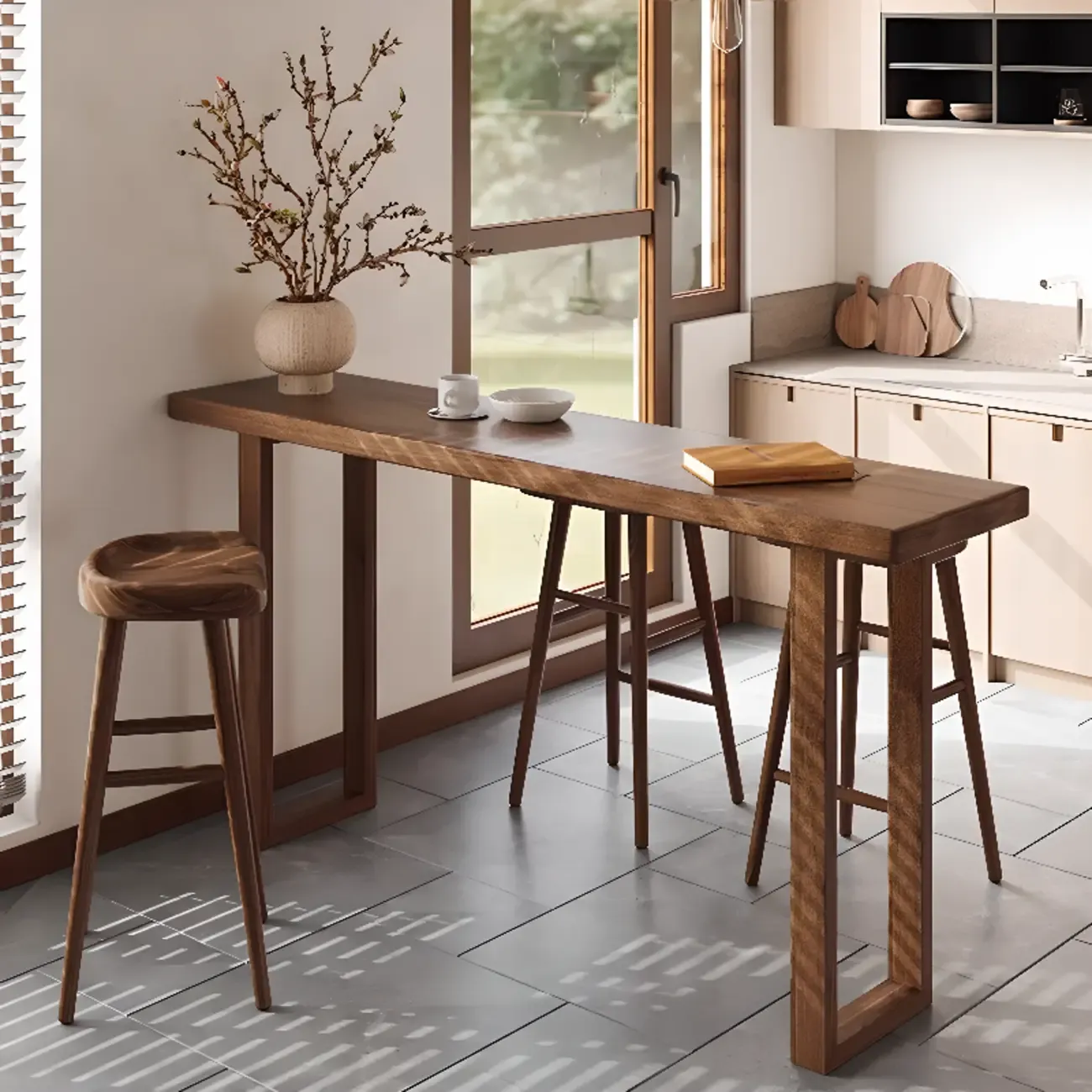 Rustic Cocoa Pine Fixed Top Sled Bar Tables