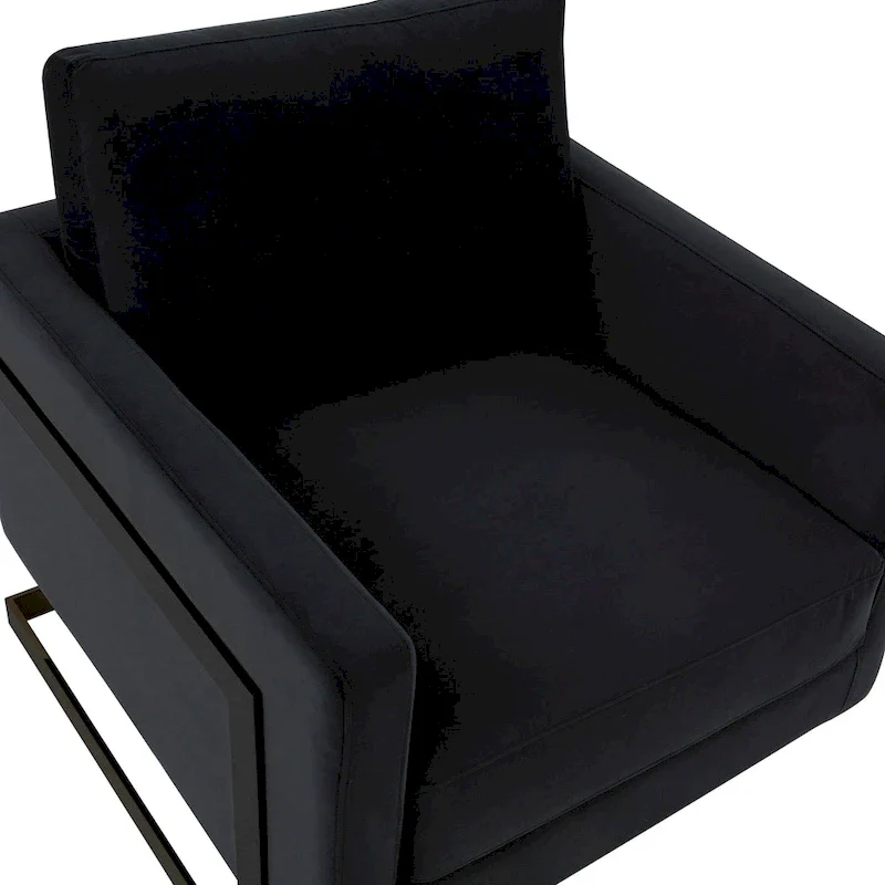LeisureMod Lincoln Modern Velvet Arm Chair with Black Steel Frame - 35