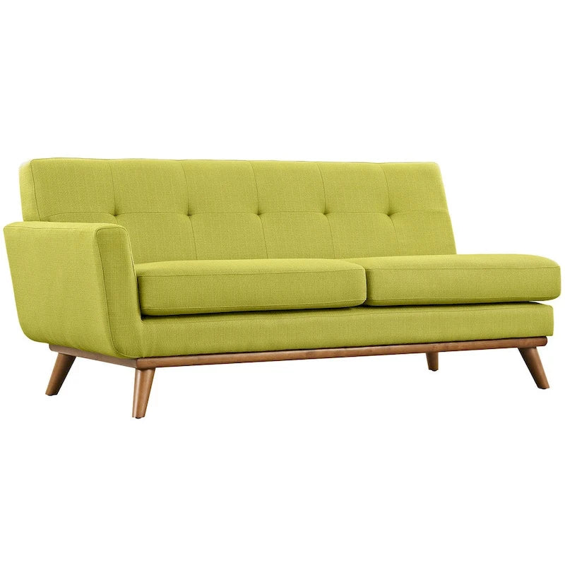 Engage Mid-century Modern Upholstered Fabric Left-arm Loveseat, Azure