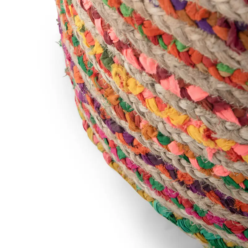 WYNDENHALL Mattise Boho Round Pouf in Braided Jute