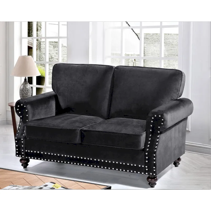 Suffield Velvet Nailhead Loveseat
