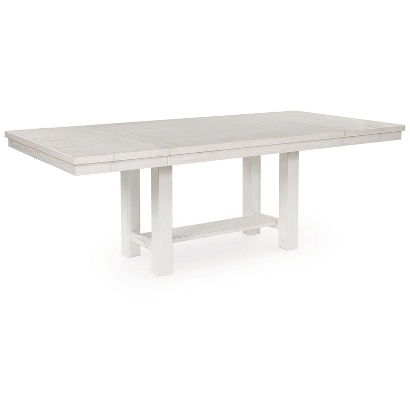 Fleur Dining Table with 2 Extension Leaves, White Wood, 62-86 Inch