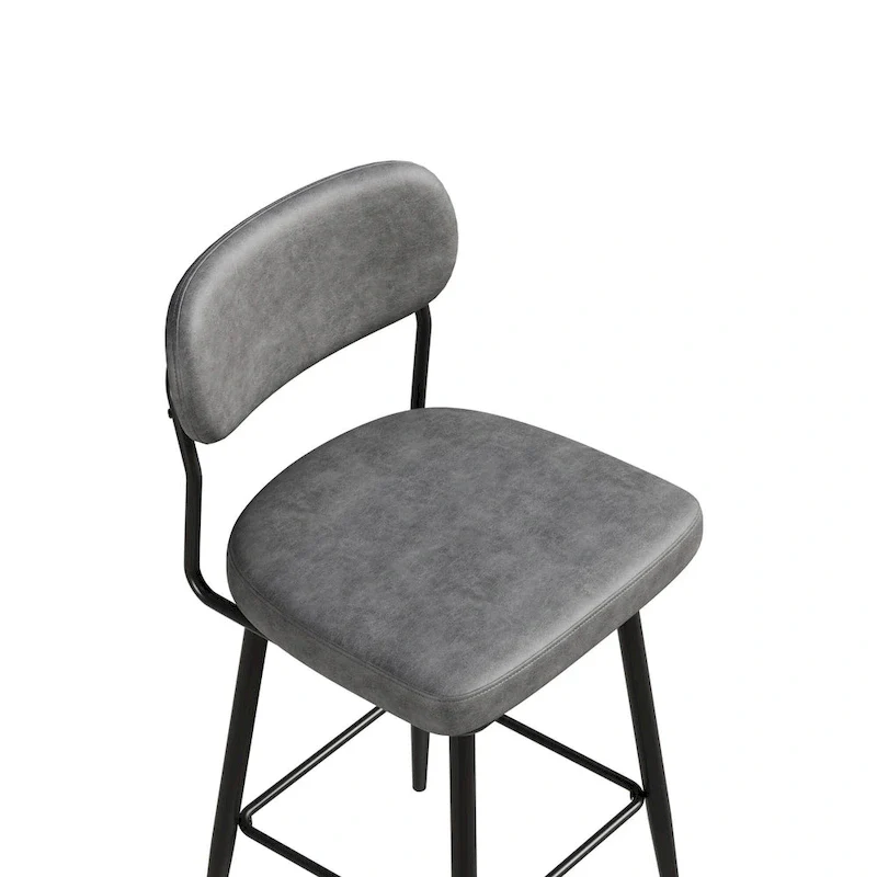 Leather Swivel Bar Stools with Iron Base - Set of 2