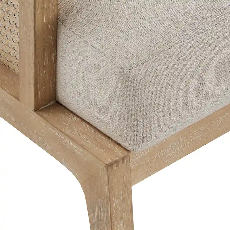 Celann Natural Finish Fabric Cane Accent Chair by iNSPIRE Q Modern