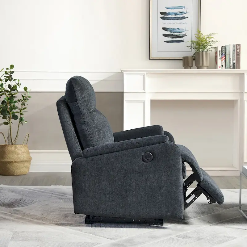 Blue Power Recliner with USB Charger