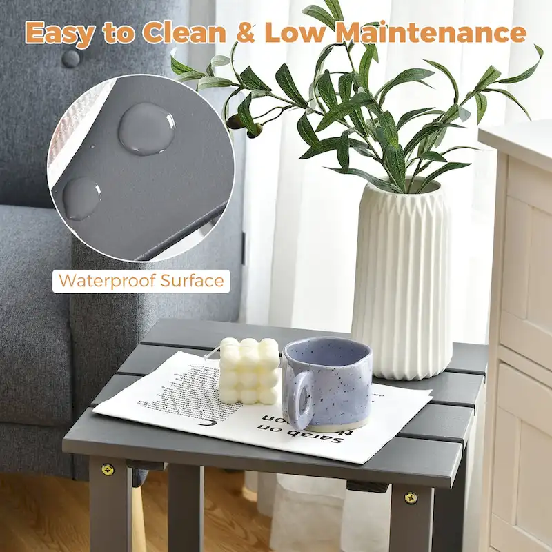 Costway Patio 15 End Side Coffee Table Square Wooden Slat Garden Deck - See details