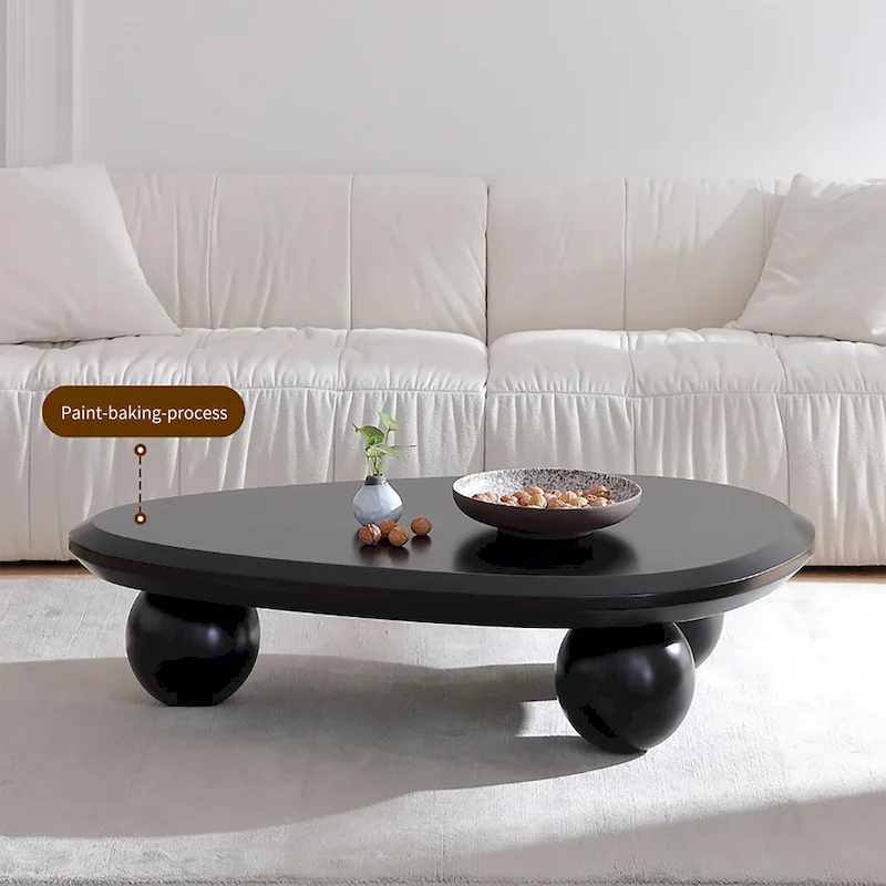 51 Modern Wood Coffee Table with 3 ball legs