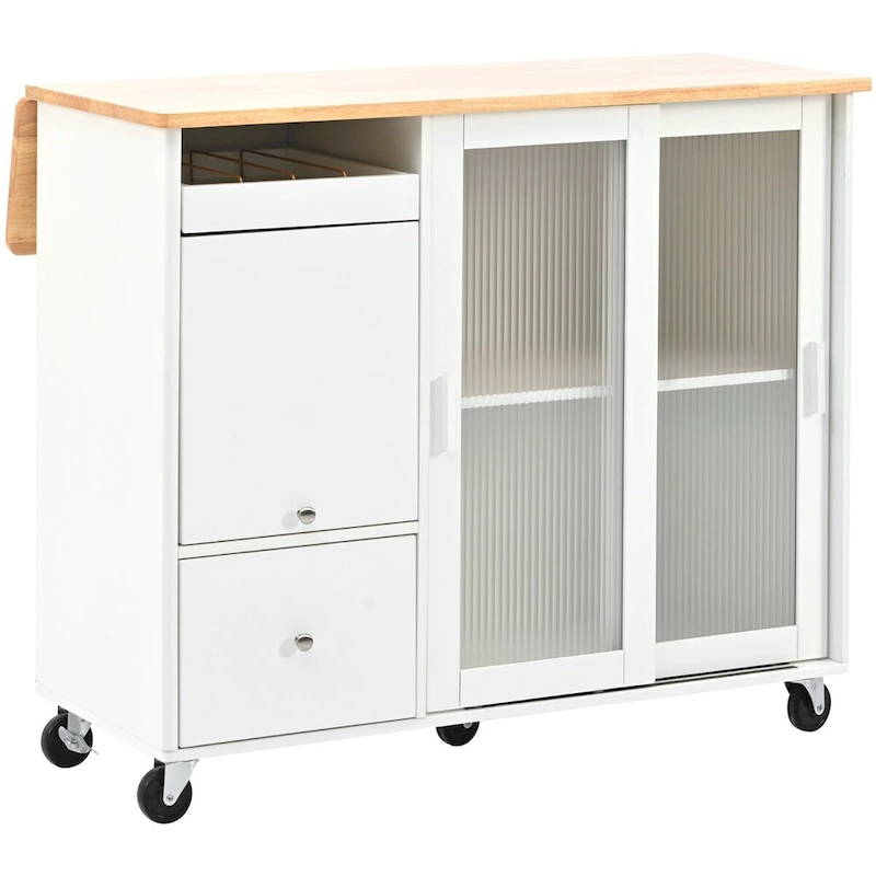 Merax Large Kitchen Island Cart with an Adjustable Shelf and 2 Drawers