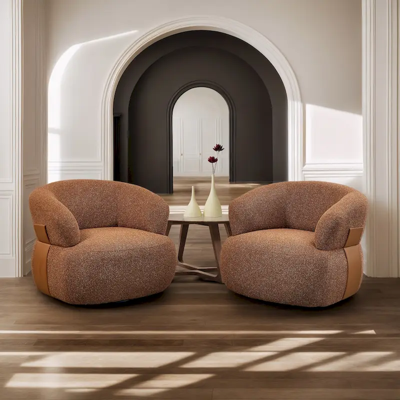 33W 360 Swivel Modern Barrel Chair Accent Chair Set of 2