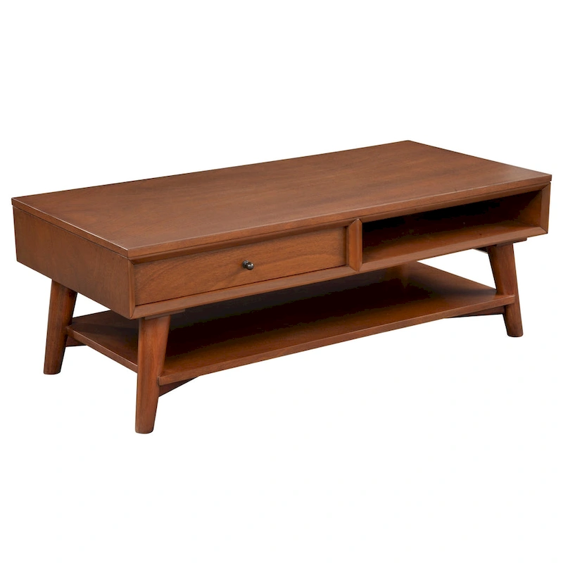 Alpine Furniture Flynn Mid Century Modern 1 Drawer Coffee Table