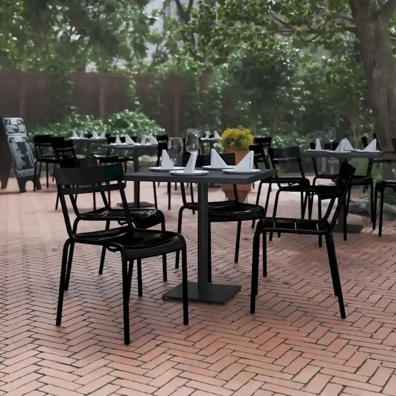 Indoor/Outdoor Commercial Grade Modern Metal Slat Barstools (Set of 4)